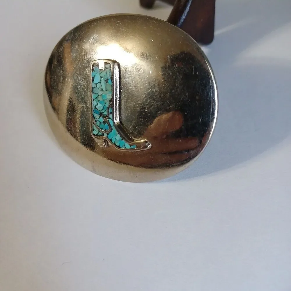 Cowboy Boot Native American Indian Faux Turquoise Inlay Belt Buckle Zuni Tribe